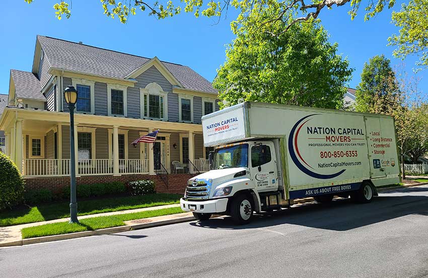 This is a moving truck in front of a house in  Centreville, VA.